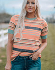 Stripe Short Sleeve Crew Neck T-Shirt