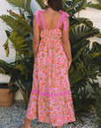 Floral Lace Tied-Strap Empire Waist Maxi Dress