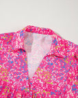 Abstract Collared V-Neck Babydoll Blouse