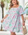 Plus Size Floral Ric-Rac Trim Mini Dress