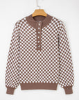 Mckinley Trim Checkerboard Knit Sweater