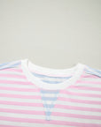Stripe Oversize Dolman Sleeve Patchwork T-Shirt