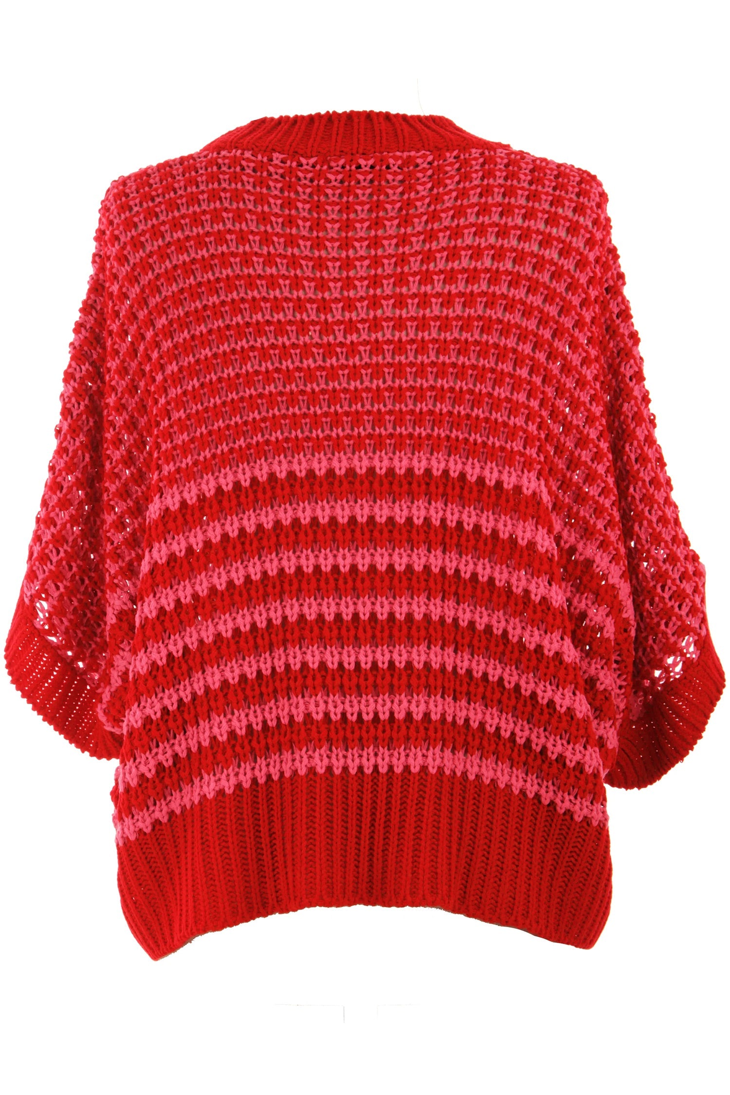 Stripe Draped 3/4 Sleeve Slouchy Sweater