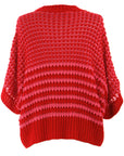 Stripe Draped 3/4 Sleeve Slouchy Sweater