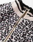 Leopard Half Zip Long Sleeve Blouse