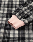 Plaid Collared Zip-Up Long Sleeve Mini Dress