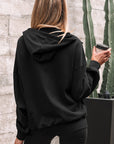 Solid Half-Zip Kangaroo Pocket Baggy Hoodie
