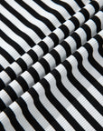 Stripe Ribbed Cap Sleeve Round Neck T-Shirt