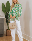 Milena Sleeve Shirred Mock Blouse