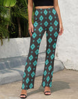 Baha Ranch Charcoal Turquoise Aztec Flare Pants