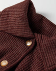 Ribbed Knit Flap Pocket Button-Up Shacket