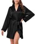 Vintage Cowboy and Horse Women's Long Sleeve Belted Satin Feel Dressing Lounge Robe