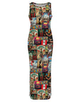 Baha Ranch Colores De Mexico Destination Mexico Sleeveless Bodycon Side Slit Long Dress