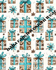 Turquoise Christmas Presents Men's Western Pajamas