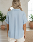 Stripe Cuffed Short Sleeve Button Up Shirt