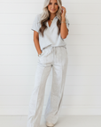 Solid Sporty Polo Tee & Drawstring Pants Set