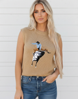 Western Cowboy Embroidered Round Neck Sleeveless Sweater