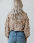 Floral Boho Long Puff Sleeve Buttoned Shirt