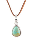 Basic Turquoise and Sterling Silver Pendant Leather Necklace