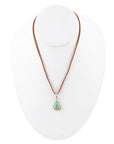 Basic Turquoise and Sterling Silver Pendant Leather Necklace