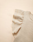 Solid Ruffle Short Sleeve Blouse