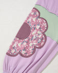 Phalaenopsis Flower Patch Colorblock Plus Size Pullover Top