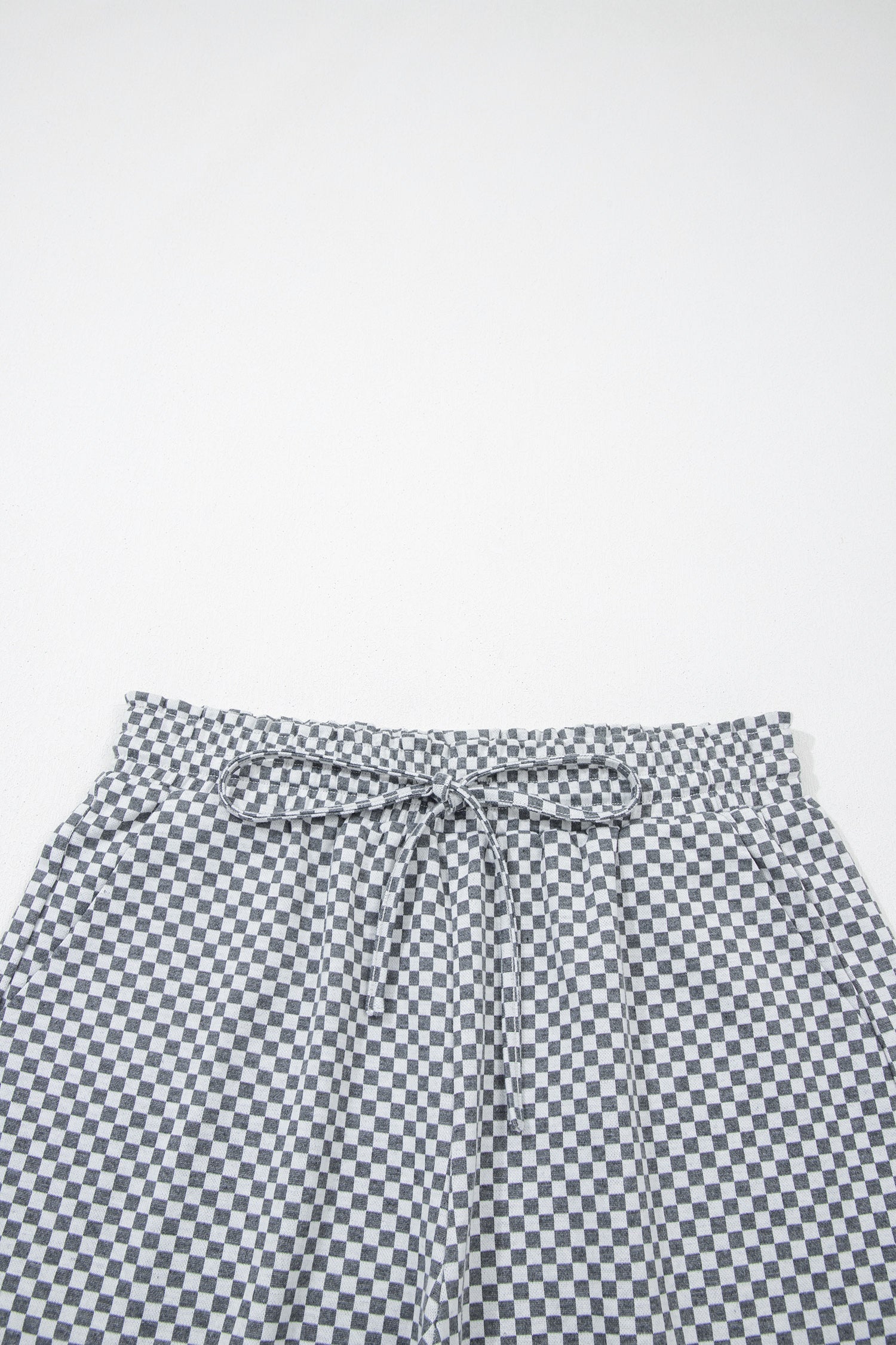 Checker Drawstring Elastic Waist Pocketed Shorts