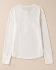 Teresa Color Waffle Half Long Sleeve Top