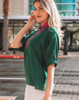 Janiyah Patchwork Half Sleeve Blouse