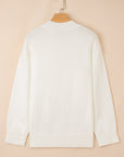 Embroidered Flower Ribbed Loose Sweater