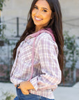 Ariella Checkered Loose Fit Buttoned Hooded Shacket