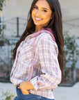 Checker Button-Up Chest Pocket Hooded Shacket