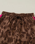 Leopard Contrast Stripe Tee & Shorts Set