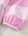 Colorblock Raw Seam Buttoned Polo Collar Dress