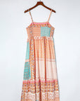 Boho Floral Patchwork Square Neck Sundress