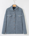 Ribbed Knit Flap Pocket Button-Up Shacket