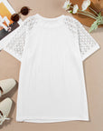 Seamed Detail Contrast Lace Raglan Sleeve Tee