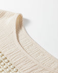 Crochet Insert Crinkle Gauze Short Sleeve Blouse
