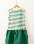 Stripe Woven Sleeveless Ruffle Mini Dress
