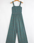 Floral Smocked High Waist Square Neck Jumpsuit