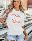 Touchdown Tinsel Puff Sleeve Crewneck Sweater