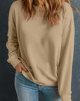 Solid Drop Shoulder Crewneck Pullover Sweatshirt