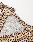 Cheetah Frilled V-Neck Short Sleeve Blouse