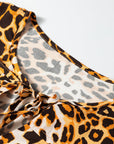 Leopard Short Puff Sleeve Babydoll Top