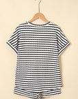 Stripe Knitted Top & Drawstring Shorts Set