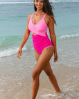 Colorblock Ric-Rac Trim Cutout Swimsuit