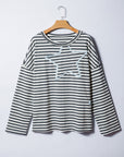 Plus Size Stripe Star Stitch Long Sleeve Top