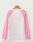 Stripe Raglan Patchwork Long Sleeve Top