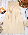Shirred High Waist Side Slit Beach Maxi Skirt