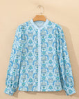 Paisley Long Puff Sleeve Buttoned Shirt